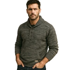 CONVERSE Shawl Neck Space Dyed Fisherman Sweater